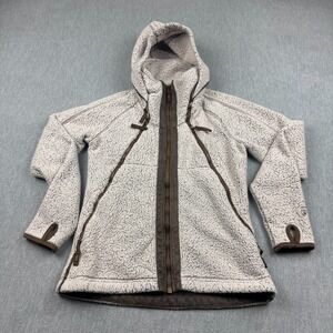 Kuhl Jacket Womens Small Beige Full Zip Flight Fleece‎ Hooded Thumbholes Coat